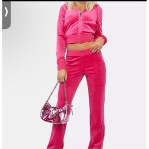 Juicy Couture vixen Barbie Pink Velour 2 piece Hoodie Tracksuit NEW!!